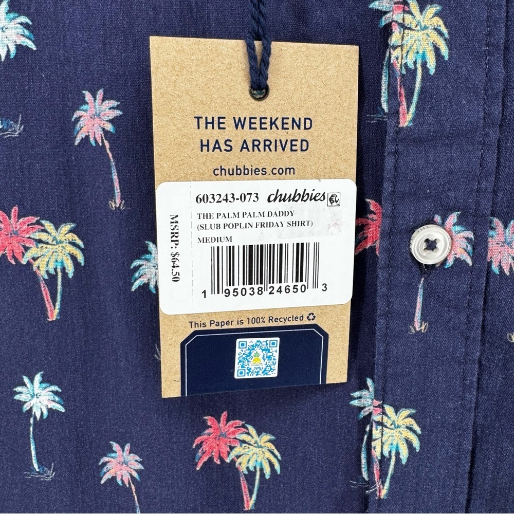 Chubbies Mens Friday Shirt- palm daddy-szM NWT tropical vacation beach button up - Picture 6 of 9